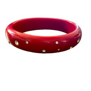 Vintage | Resin Red Rhinestone Bangle Bracelet